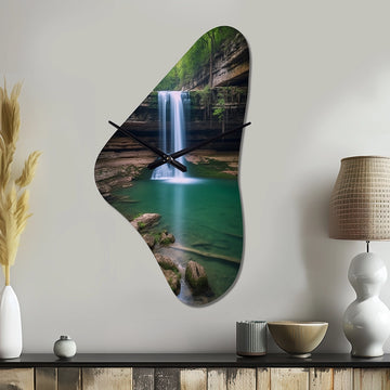 Falls Creek Of Lake Catherine Arkansas II - Asymmetric Metal Wall Clock